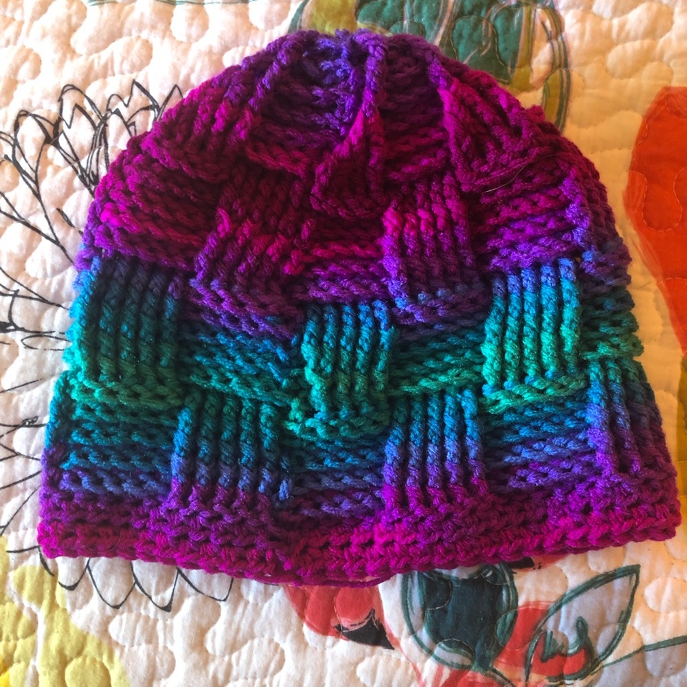 Beautiful handmade basket weave crochet beanie